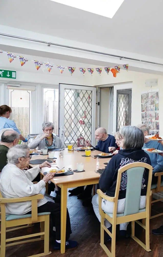 Group meal time at Abbey Court Care